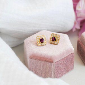 18k Yellow Ruby and Diamond Earrings